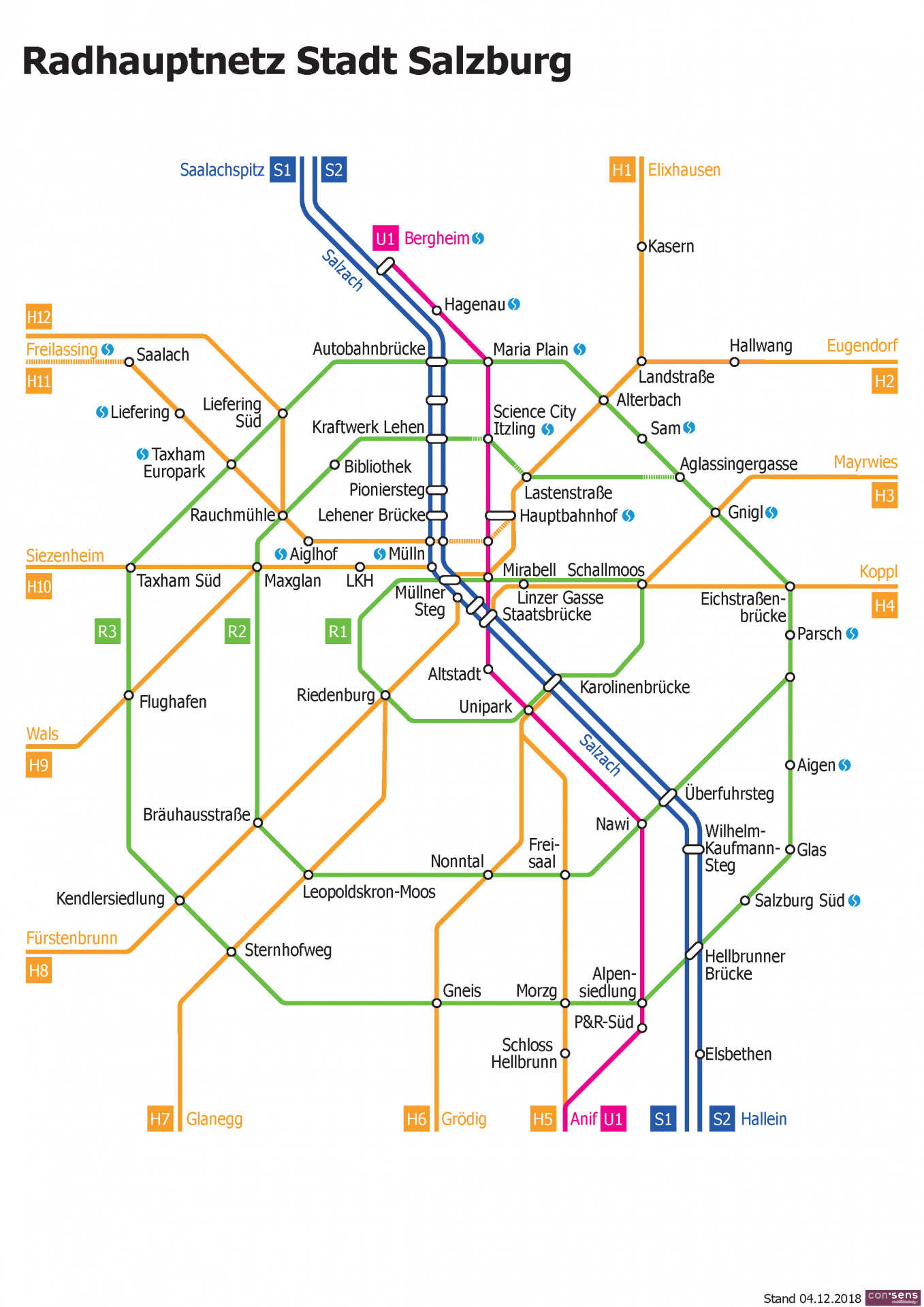 Radhauptnetz der Stadt Salzburg
