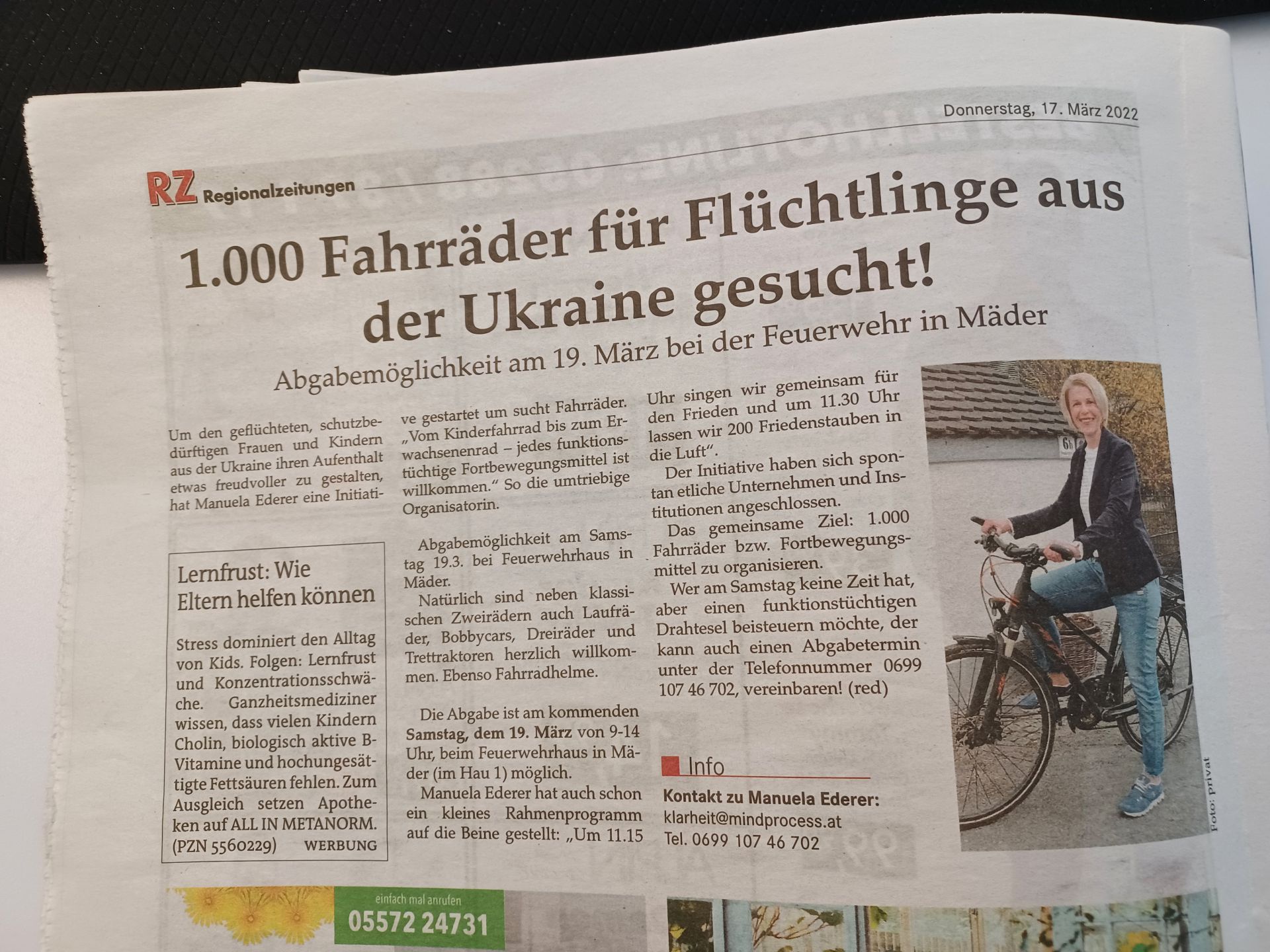 1000 Fahrräder für die Flüchtlinge aus der Ukraine in Vorarlberg