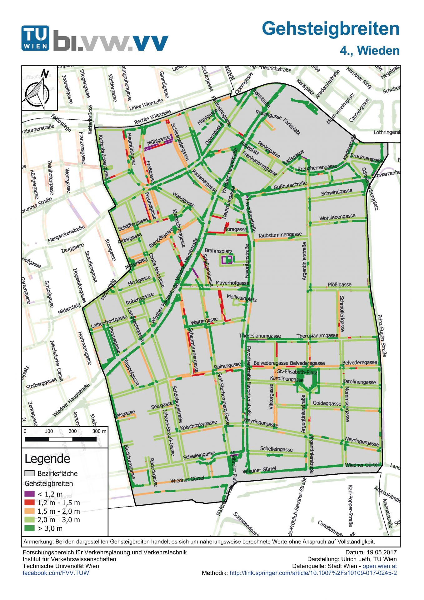 Gehsteigbreitenkarte Wien